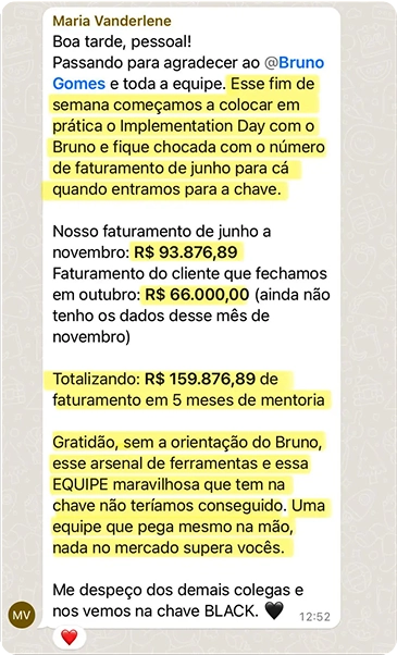 Depoimento de aluno